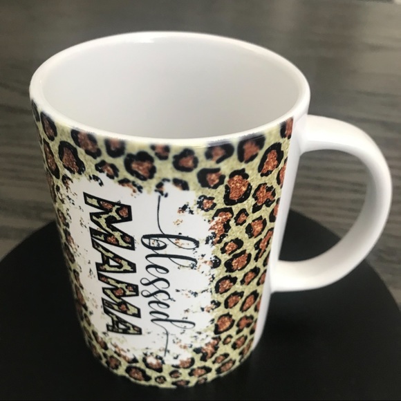 ☕️ New! Animal Print Blessed Mama Large 15 oz Ceramic Mug Coffee Cup w Box - Picture 3 of 6